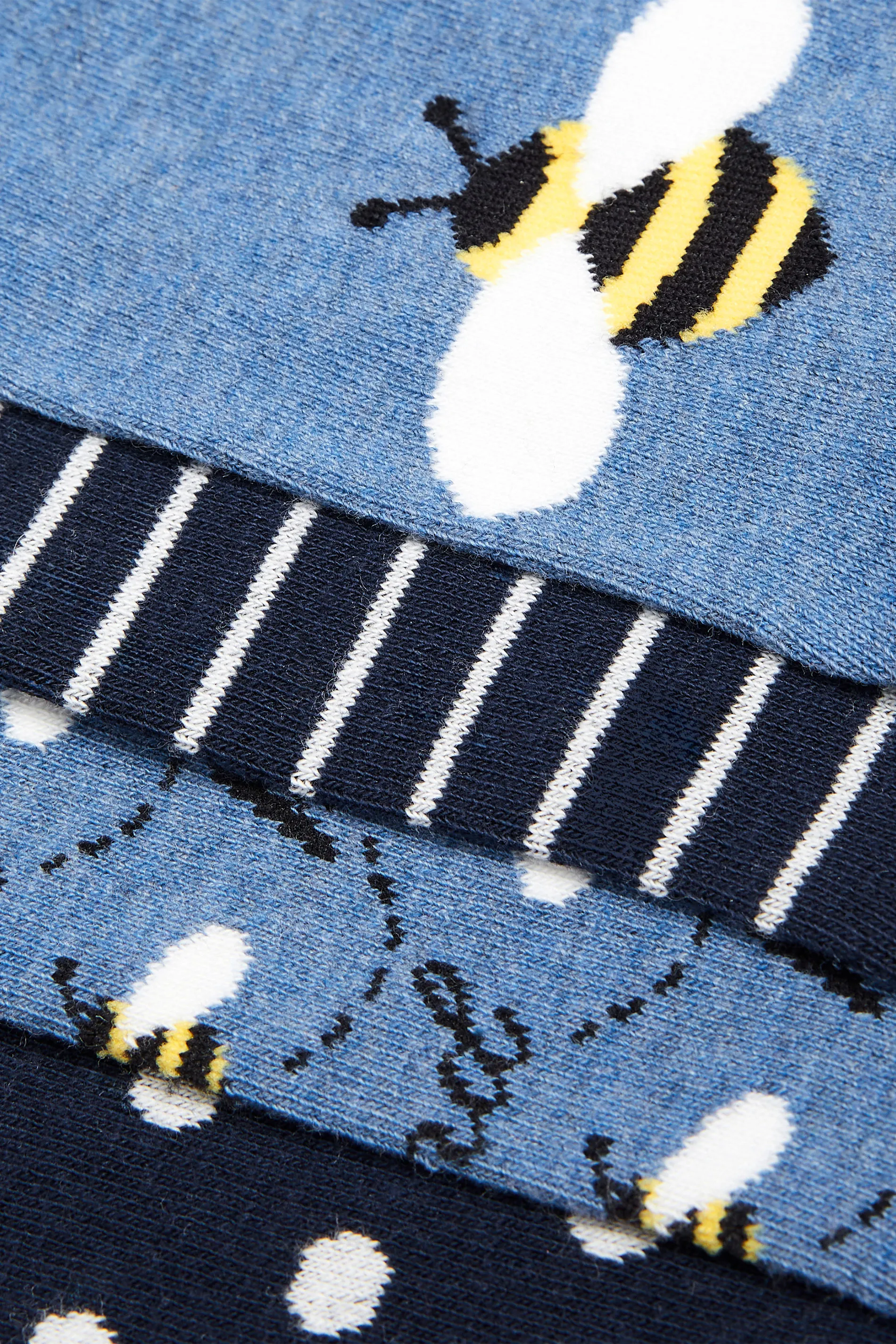 4 PACK Blue 'Bee Kind' Trainer Liner Socks