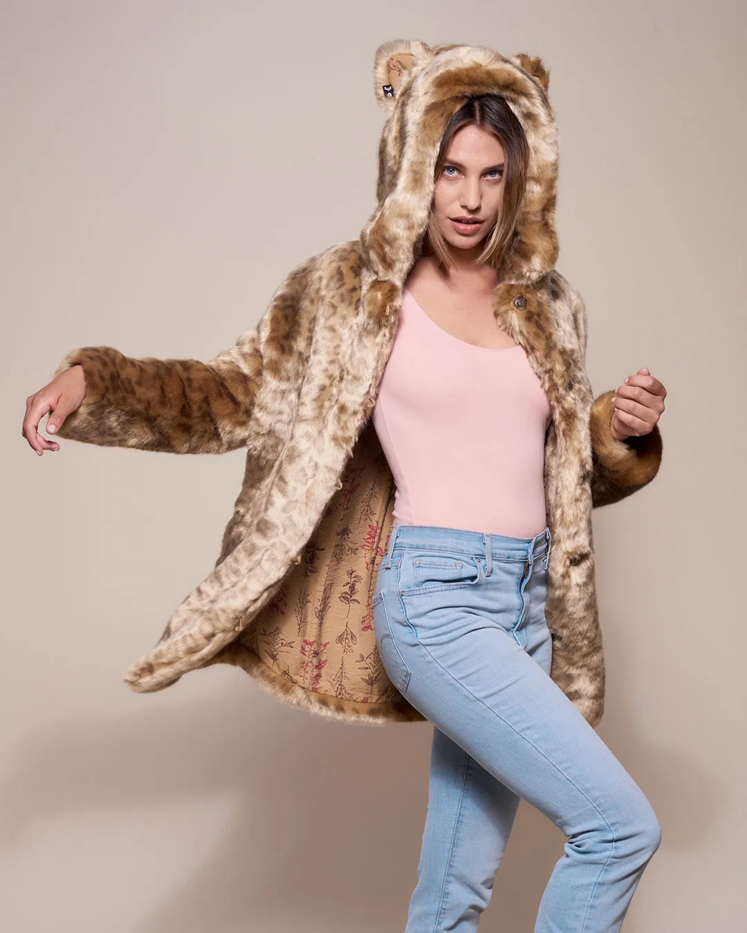 African Golden Cat Luxe Classic Faux Fur Coat | Women's