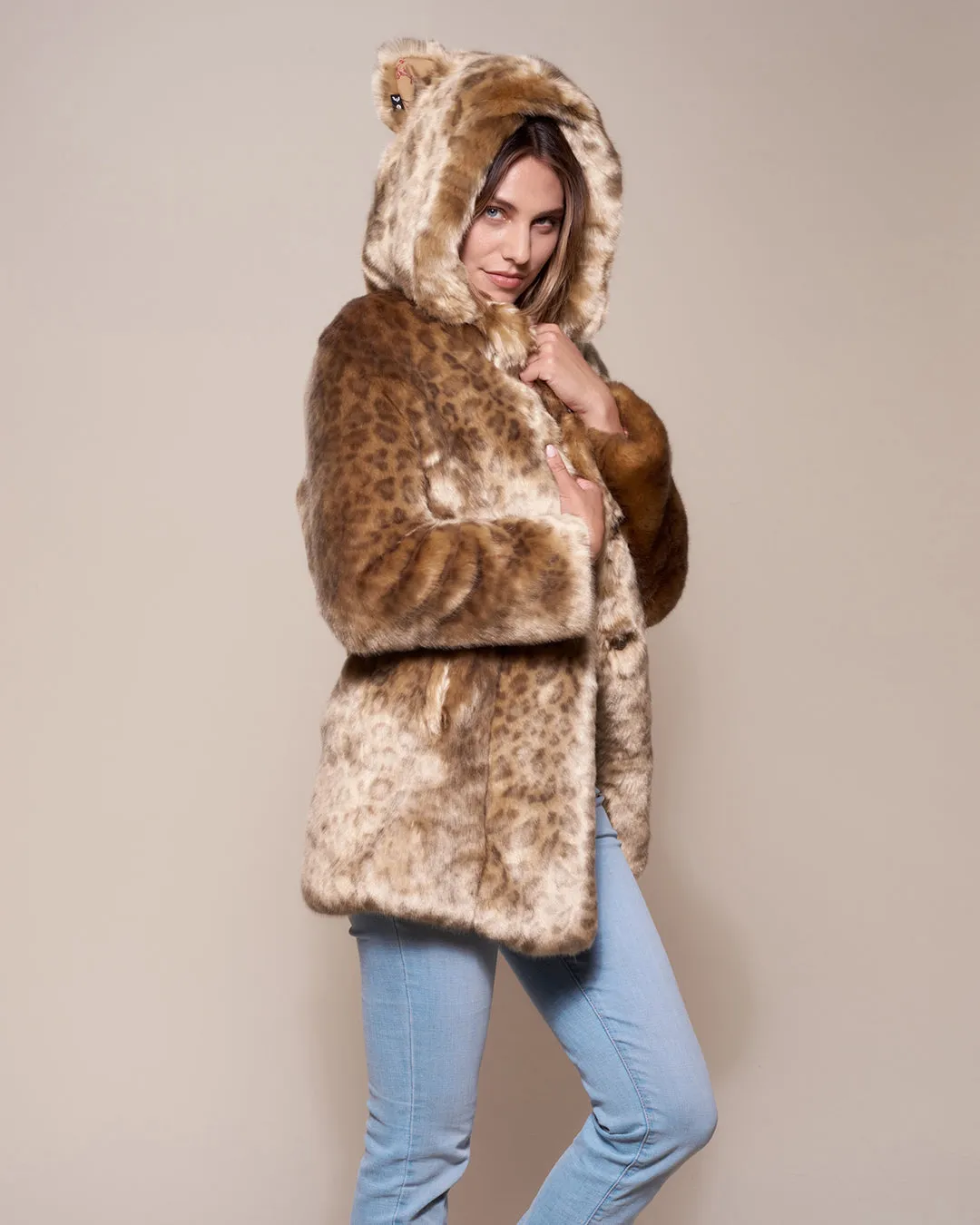 African Golden Cat Luxe Classic Faux Fur Coat | Women's