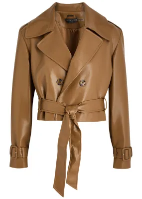 ALICE + OLIVIA Keith cropped faux leather trench coat  
                         
                     
                