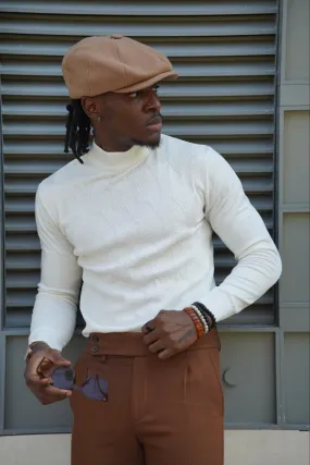 Amber White Slim Fit Mock Turtleneck Sweater