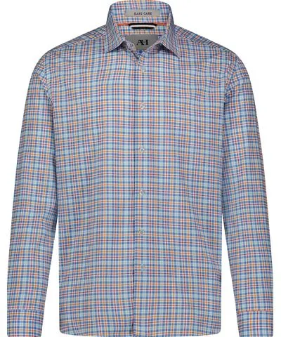 American Heritage Multi Plaid Check Hidden Button Down Long Sleeve Shirt