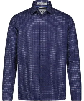 American Heritage Navy Blue Check Hidden Button Down Long Sleeve Shirt