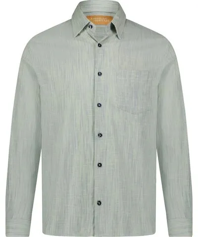 American Heritage Waffle Weave Pastel Green Dobby Hidden Button Down Long Sleeve Shirt