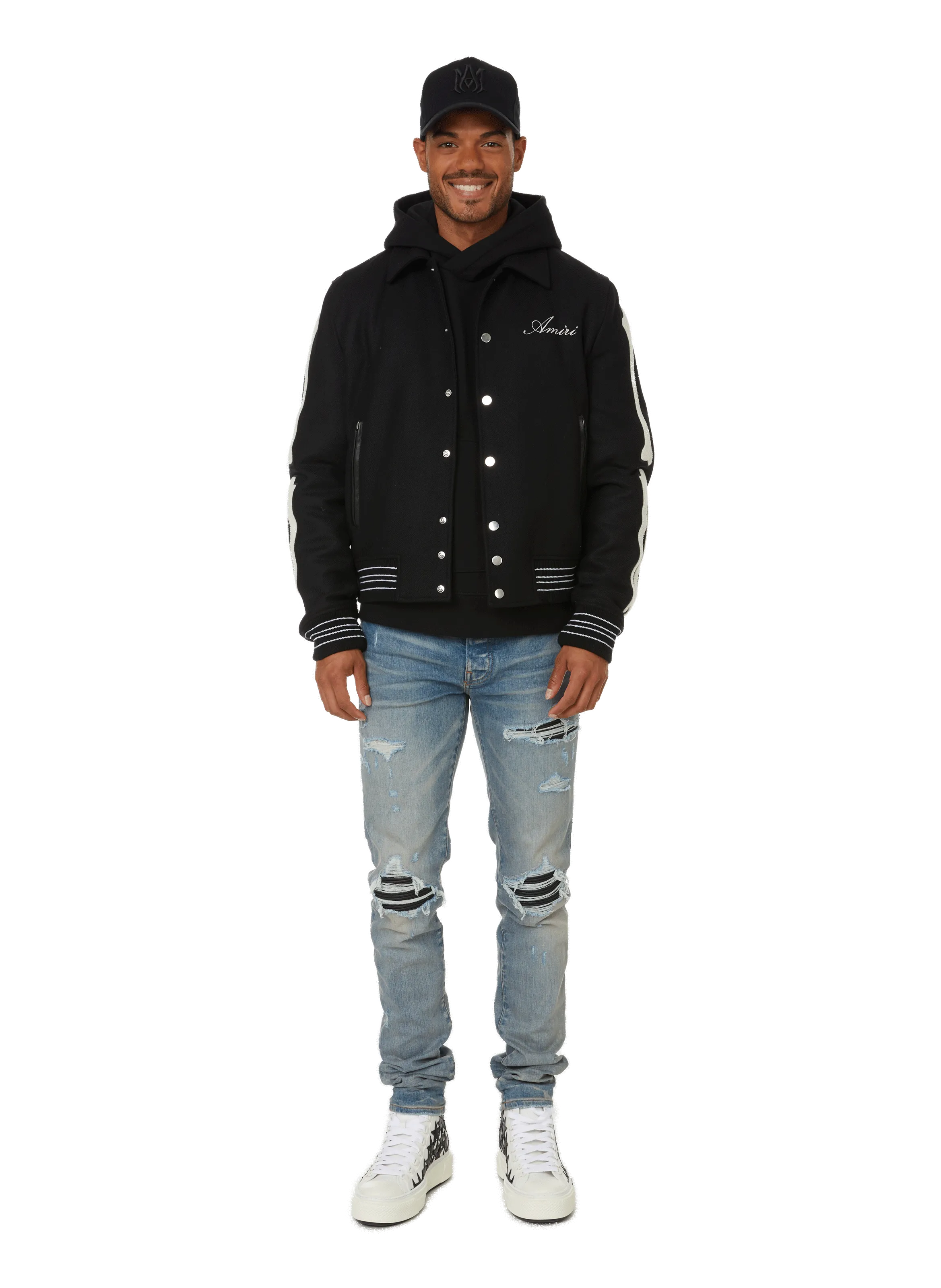 AMIRI  Wool-blend bomber jacket - Black