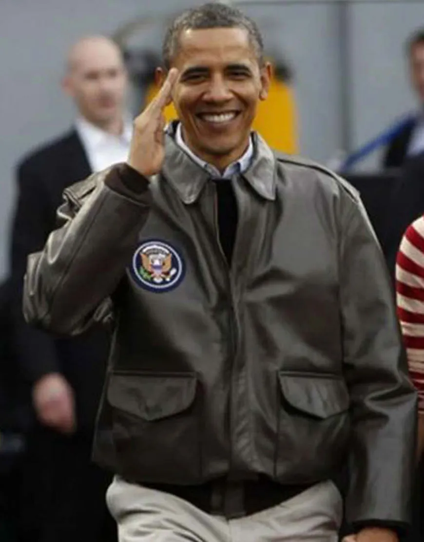 Barack Obama A-2 Flight Jacket | Obama Leather Jacket | Avail 45% OFF!!