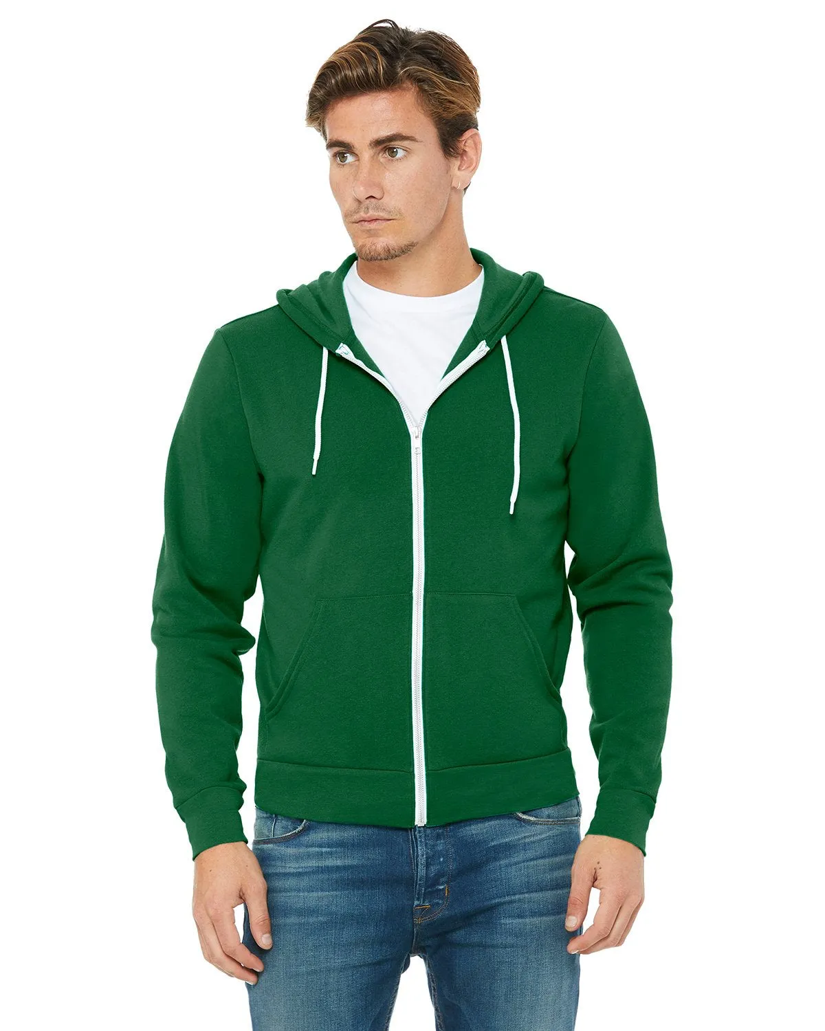 Bella + Canvas Unisex Poly-Cotton Fleece Full-Zip Hoodie 3739 Kelly