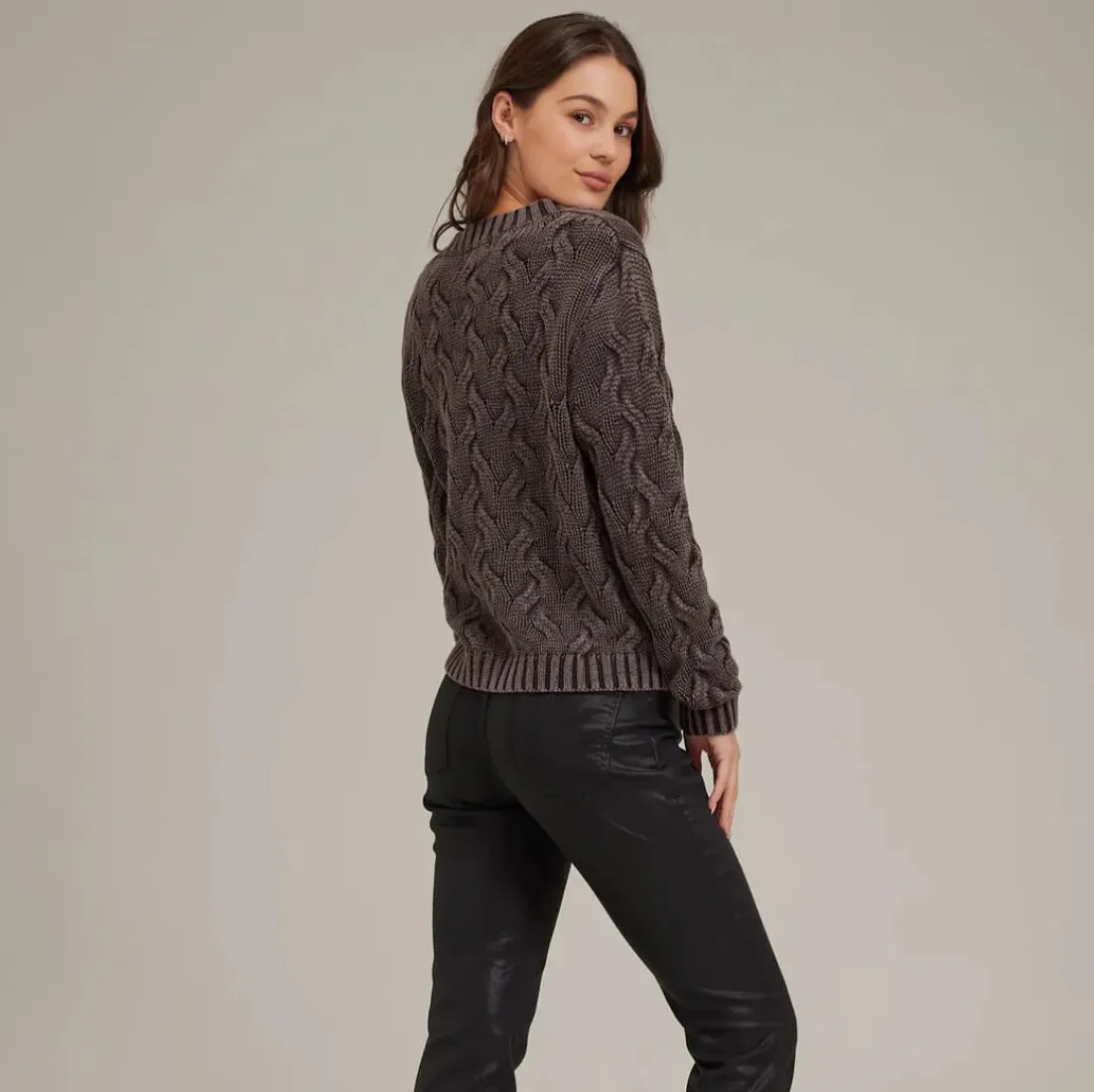 Bella Dahl V Neck Cable Sweater