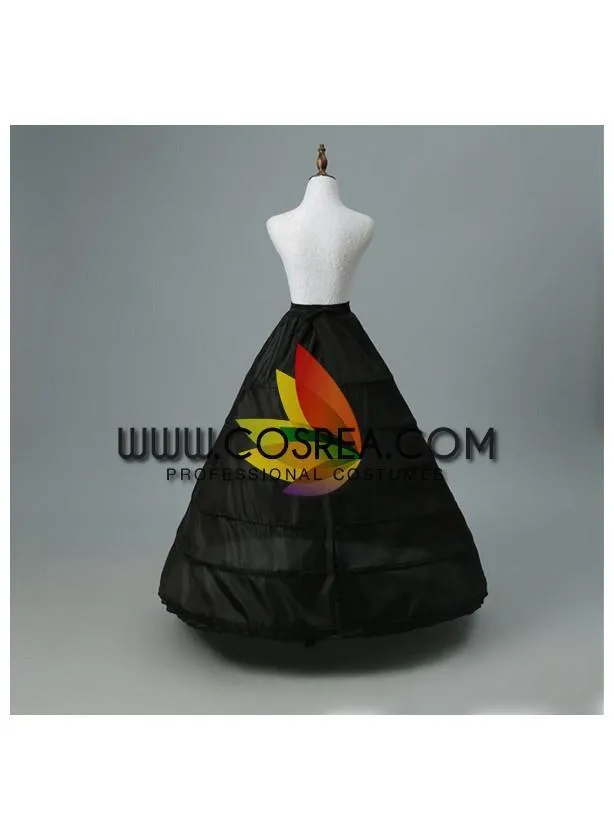 Black 6 Tier Elastic Waist Petticoat