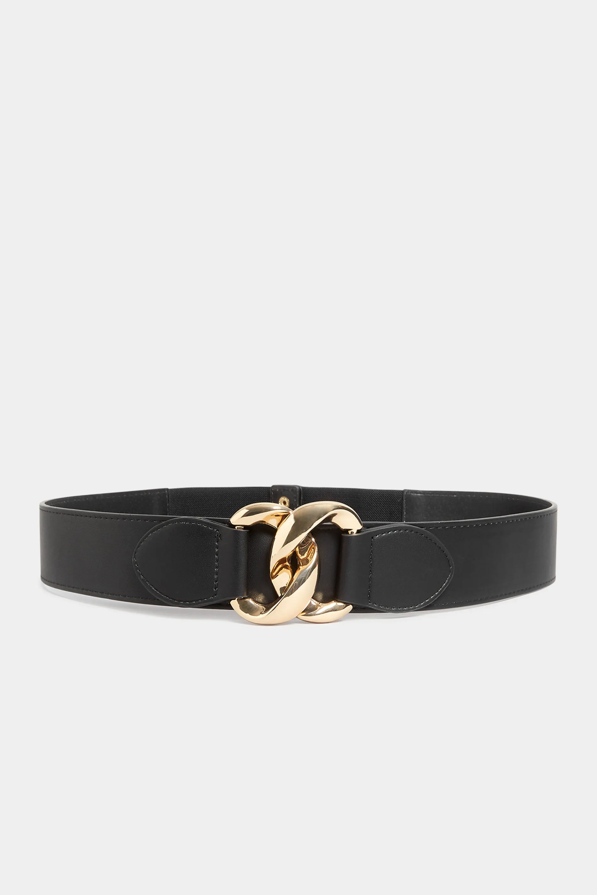 Black Double Ring Wide Stretch Belt