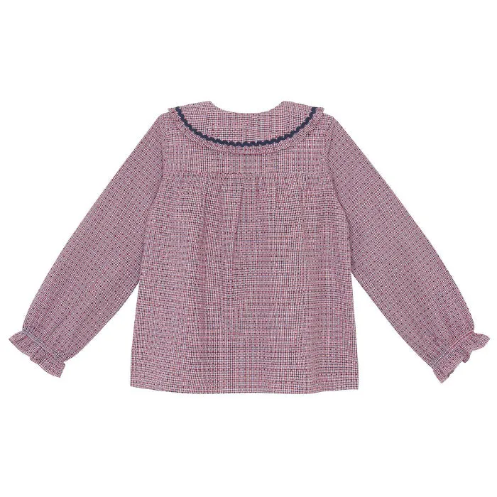 Bonton Child Hortense Blouse Navy Blue Checks