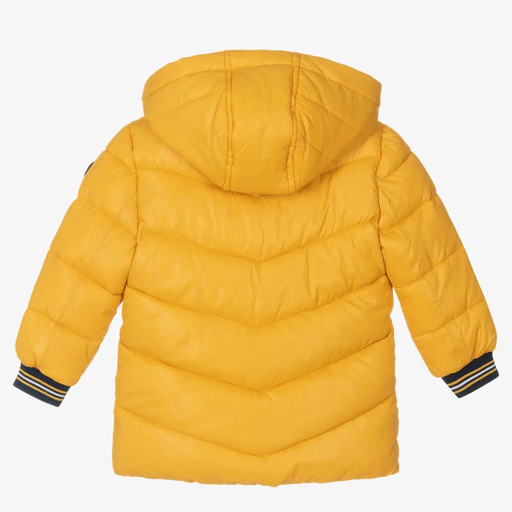 Boys Yellow Hooded Puffer Coat