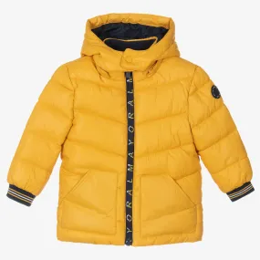 Boys Yellow Hooded Puffer Coat