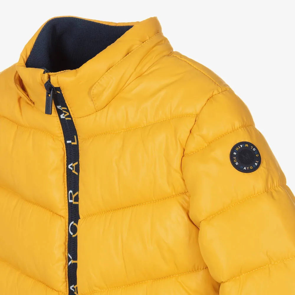 Boys Yellow Hooded Puffer Coat