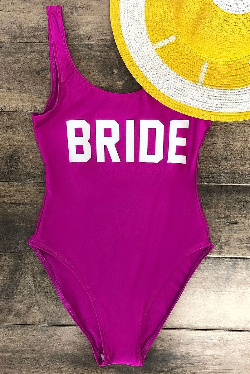 Bride One Piece Swimsuit Purple