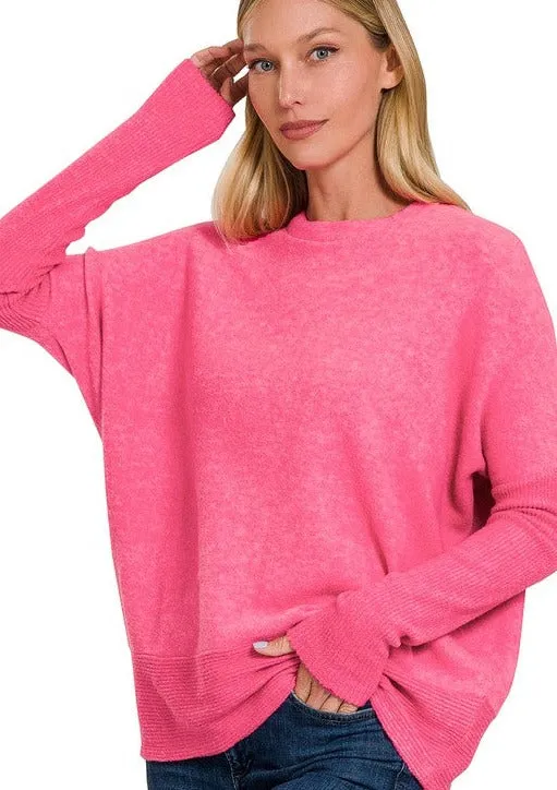 Brushed Hacci Knit Sweater