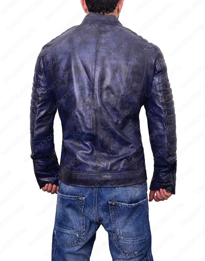 Cafe Racer Mens Blue Waxed Jacket | Ujackets