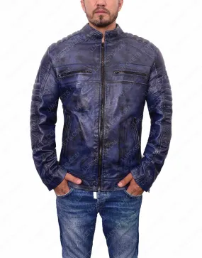 Cafe Racer Mens Blue Waxed Jacket | Ujackets