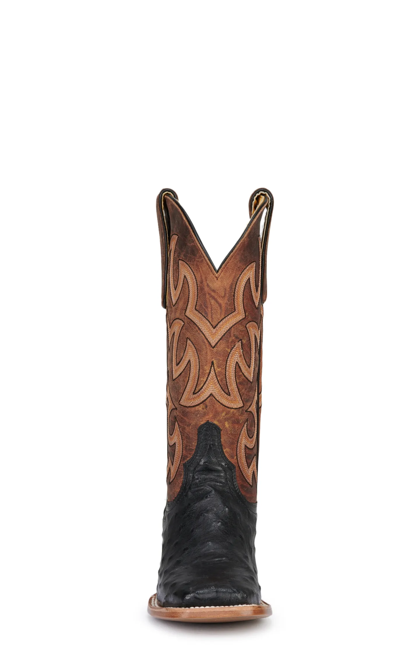 Cavender's Women's Brown and Black Full Quill Ostrich Wide Square Toe Exotic Cowboy Boots