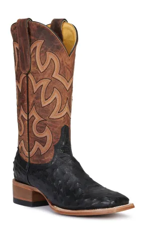 Cavender's Women's Brown and Black Full Quill Ostrich Wide Square Toe Exotic Cowboy Boots