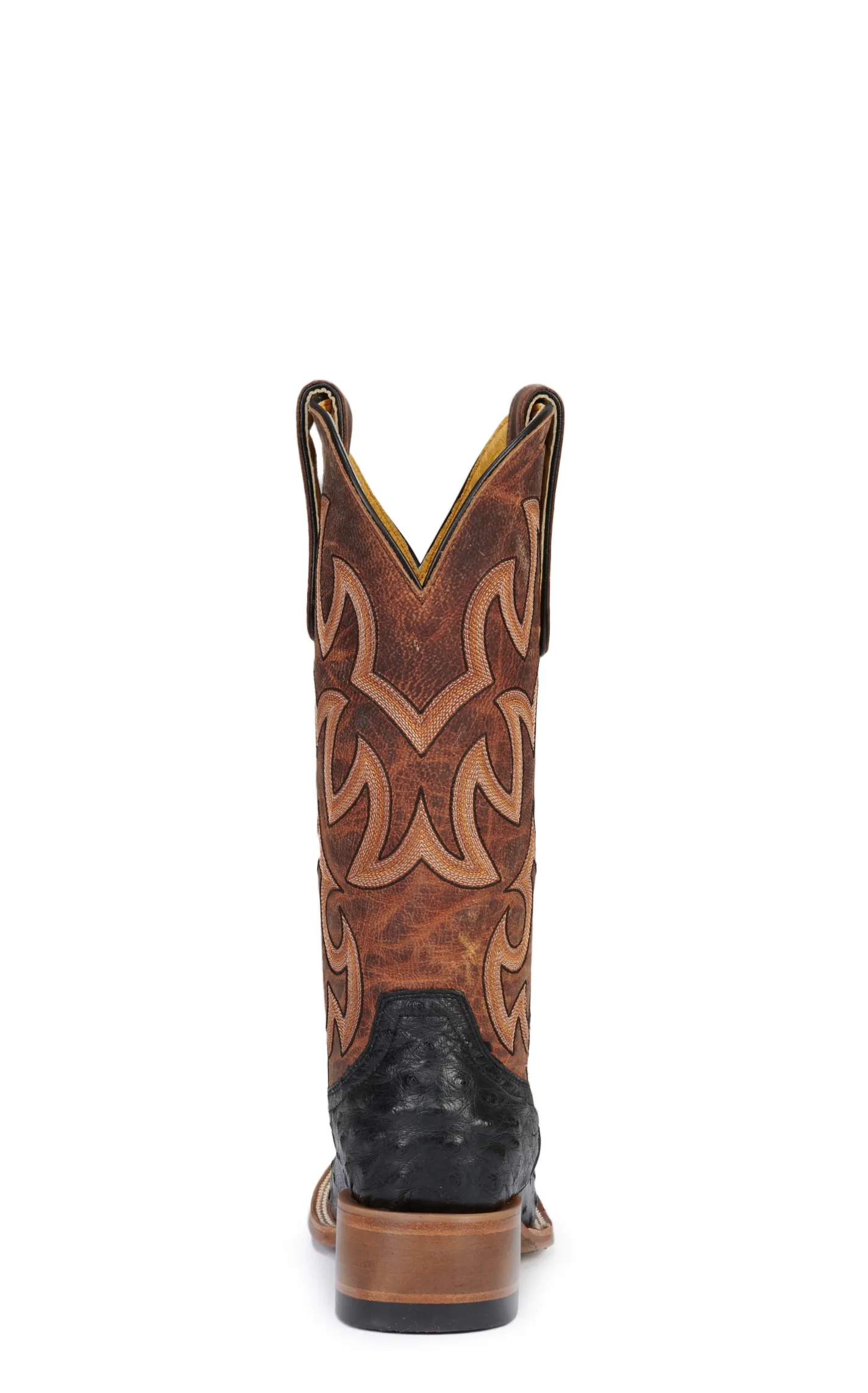 Cavender's Women's Brown and Black Full Quill Ostrich Wide Square Toe Exotic Cowboy Boots