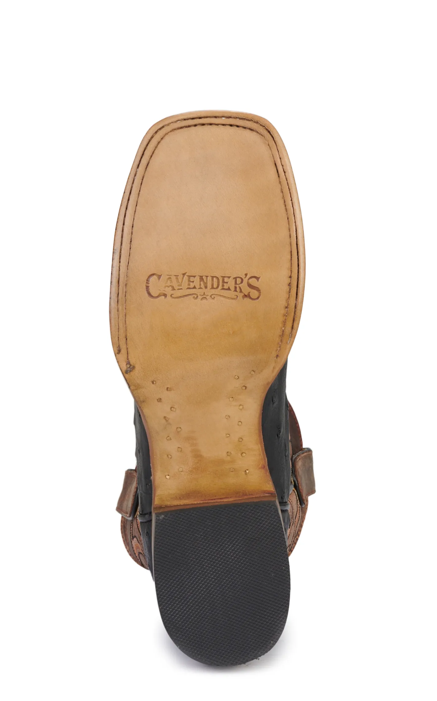 Cavender's Women's Brown and Black Full Quill Ostrich Wide Square Toe Exotic Cowboy Boots