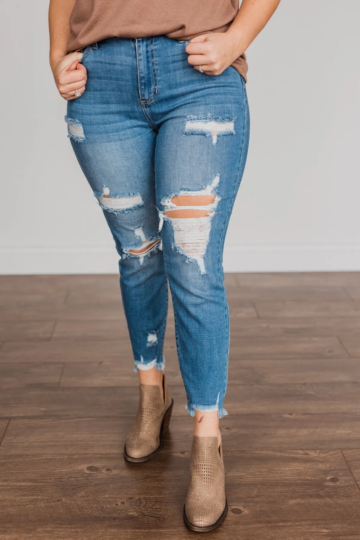 Cello Distressed Skinny Jeans- Athena Wash