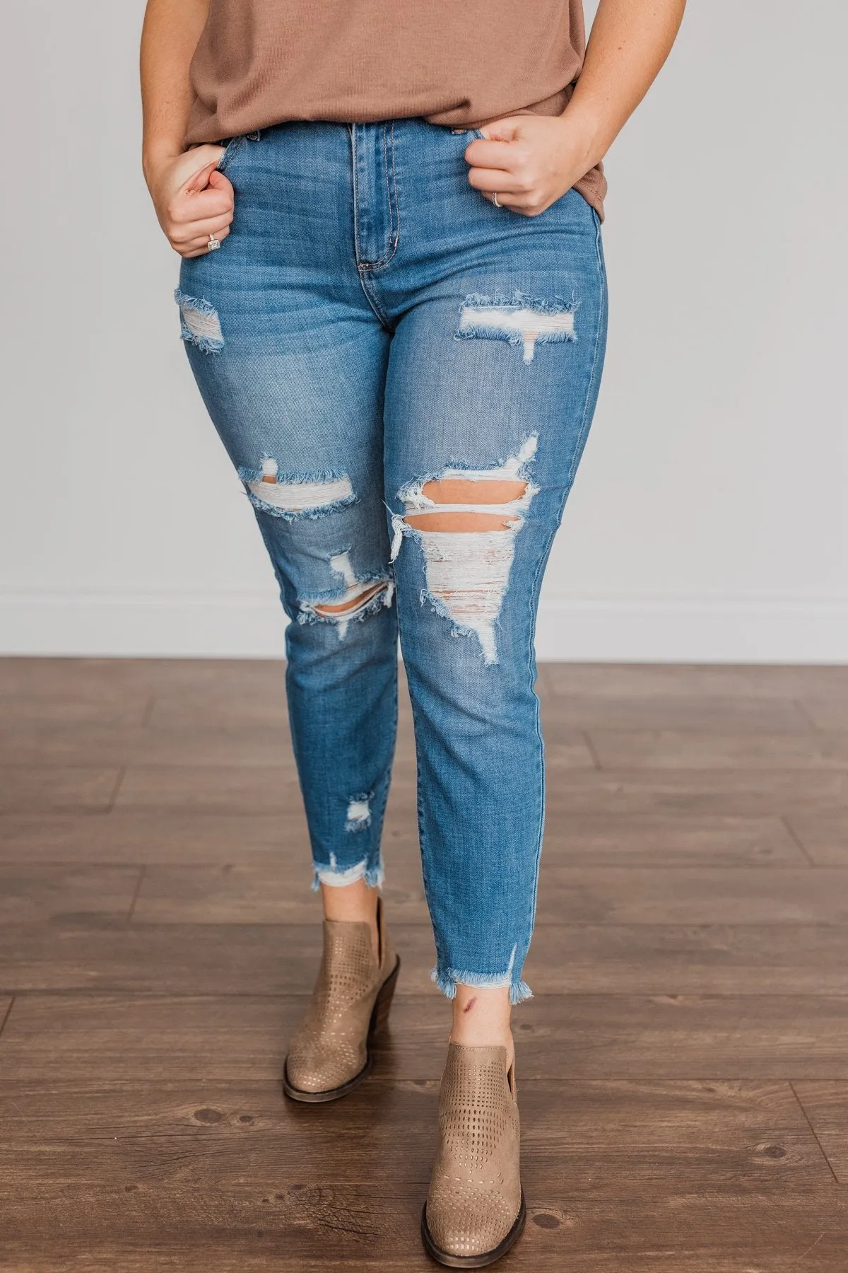 Cello Distressed Skinny Jeans- Athena Wash