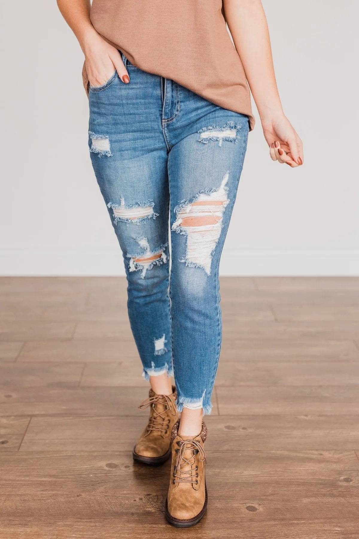 Cello Distressed Skinny Jeans- Athena Wash