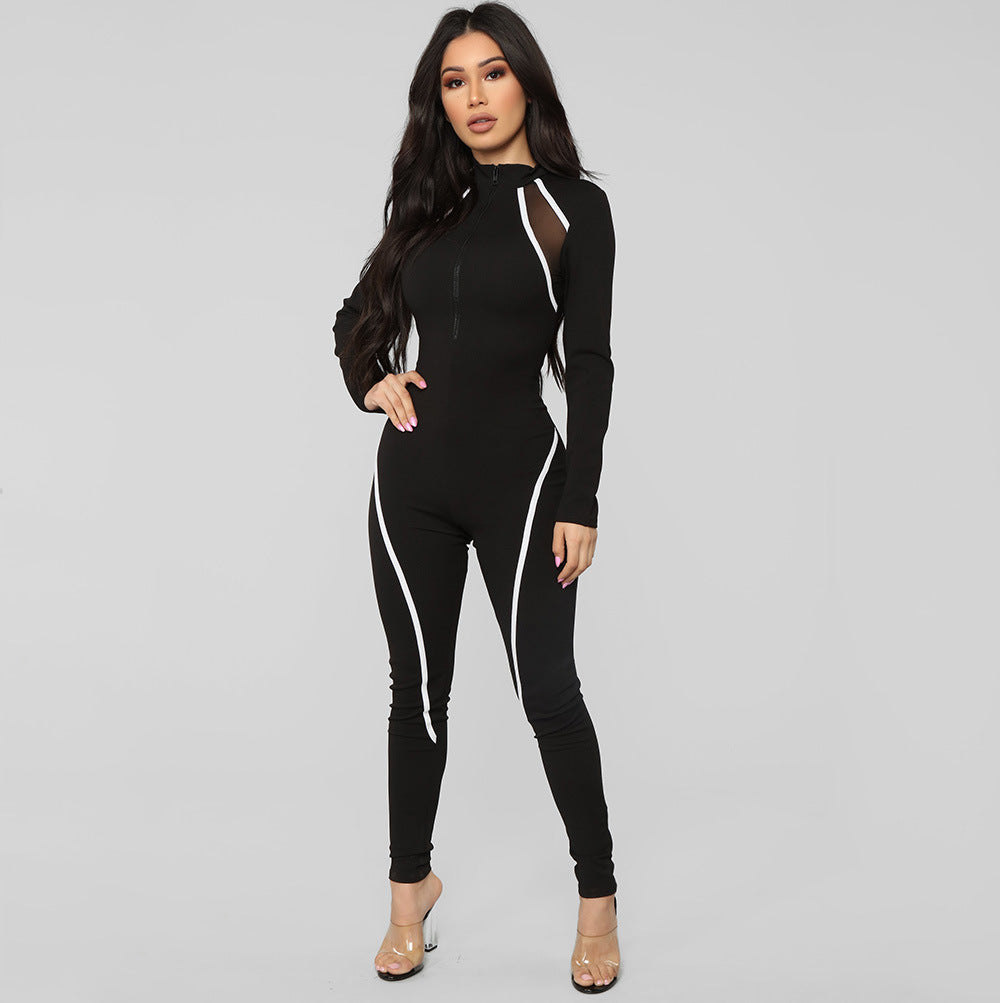 CXUEY Long Sleeve Jumpsuit Fitness gym workout sportwear