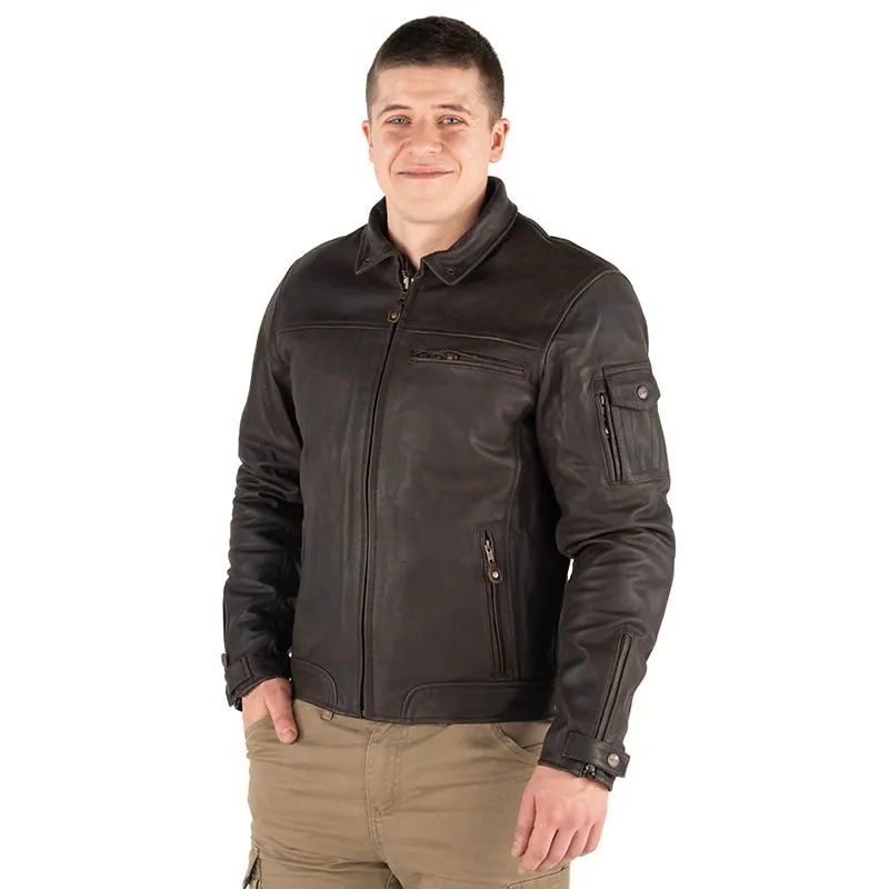 Dark Brown Leather Jacket With Removable Fur Collar