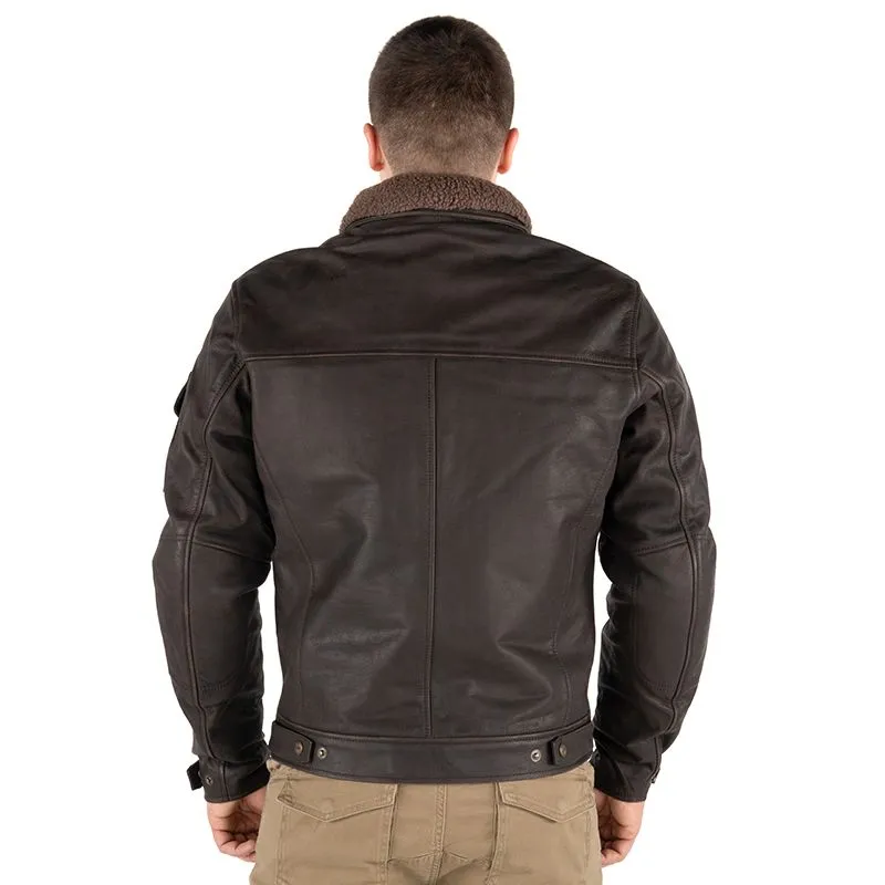 Dark Brown Leather Jacket With Removable Fur Collar