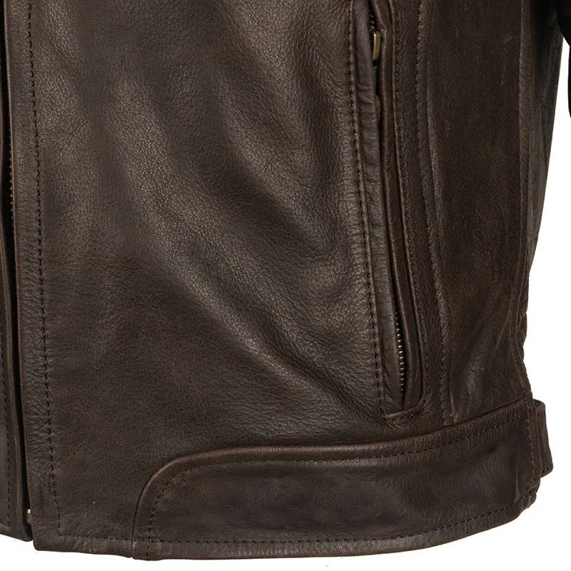 Dark Brown Leather Jacket With Removable Fur Collar