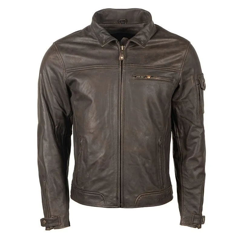 Dark Brown Leather Jacket With Removable Fur Collar