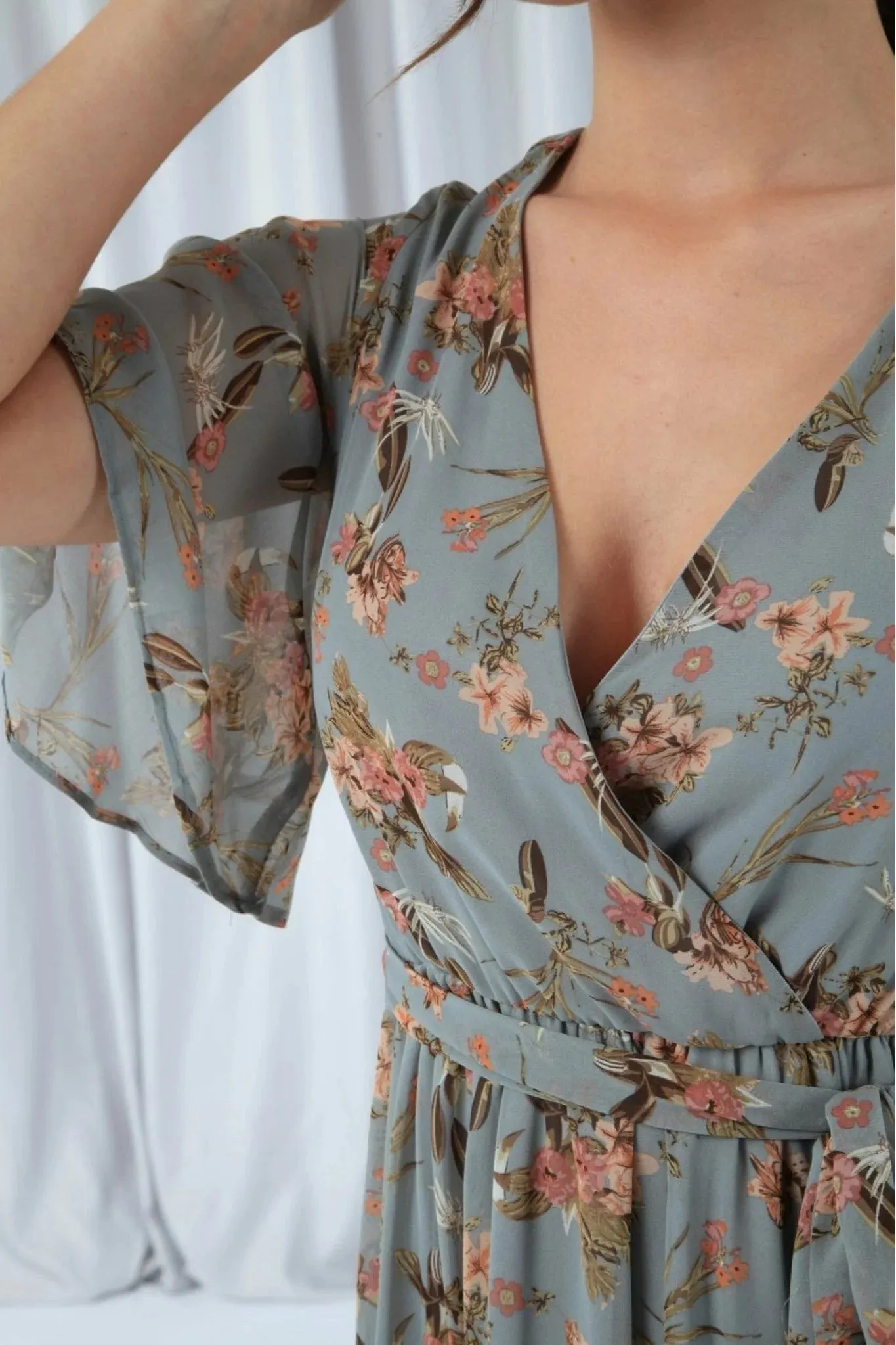 Double Second Print Dipped Back Wrap Dress