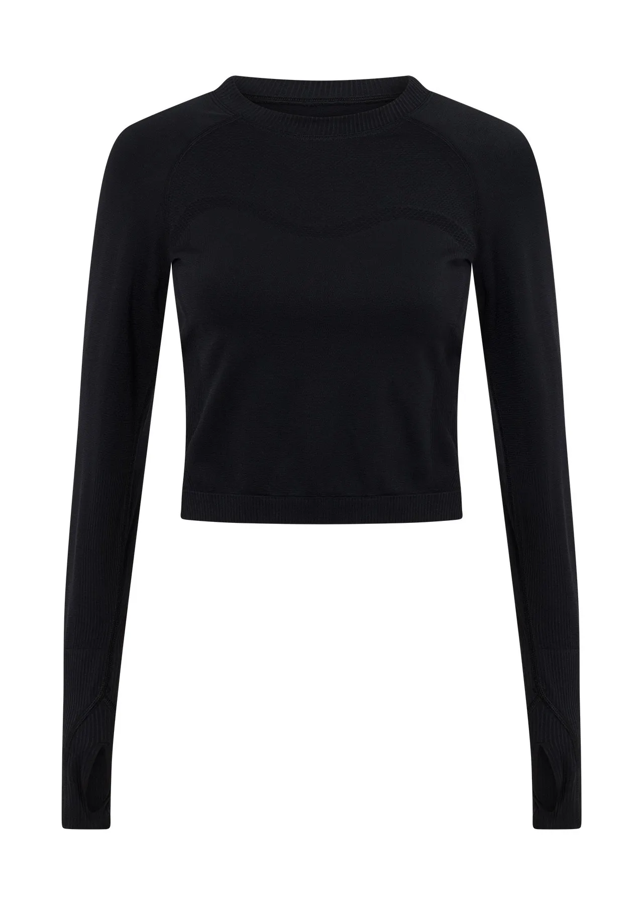 Dynamic Seamless Cropped Long Sleeve Top | Black | Long Sleeve | Lorna Jane Australia