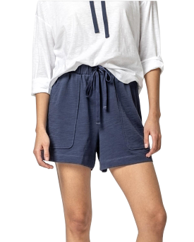 Elastic Waist Drawstring Shorts (Navy)