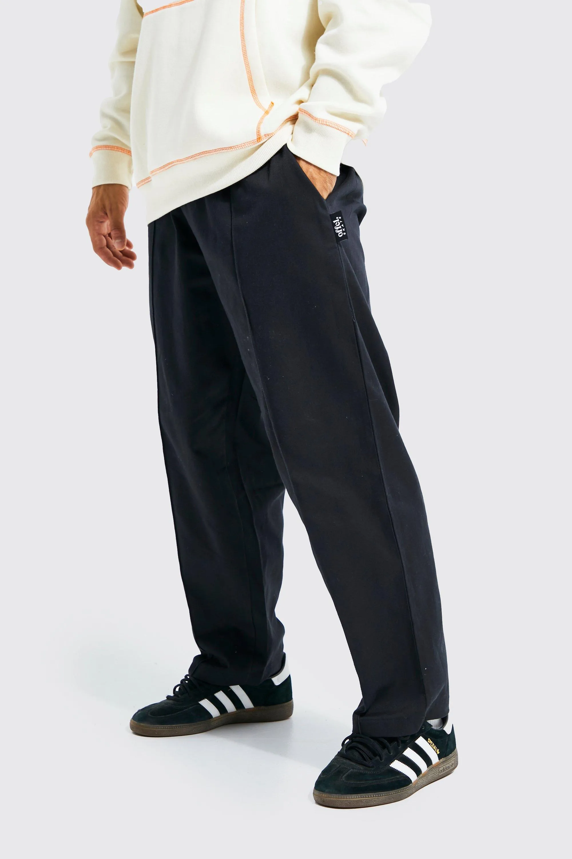 Elastic Waist Skate Cropped Chino Trouser | boohooMAN UK