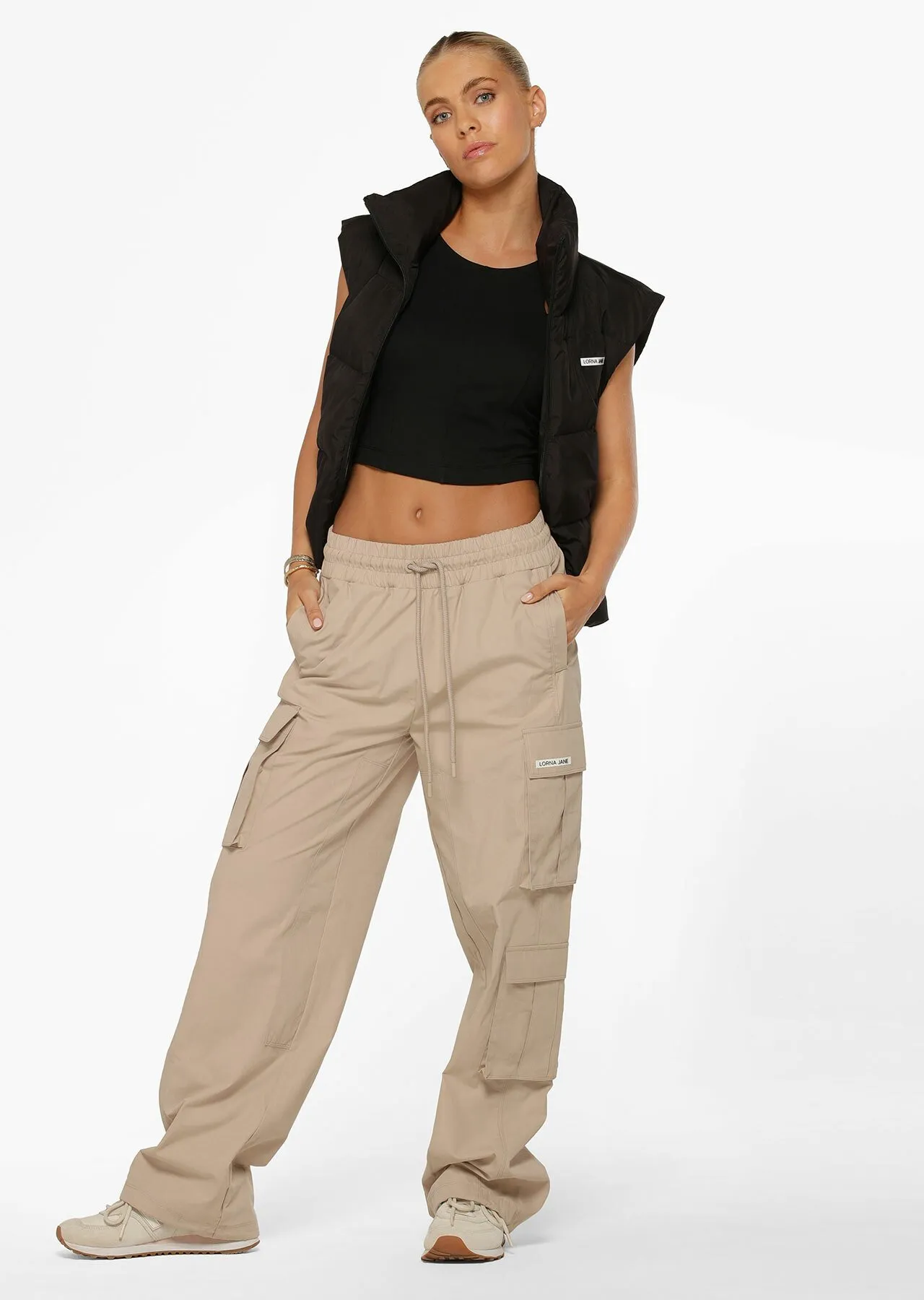 Flashback High Waisted Cargo Pant | Beige | Sale | Lorna Jane Australia