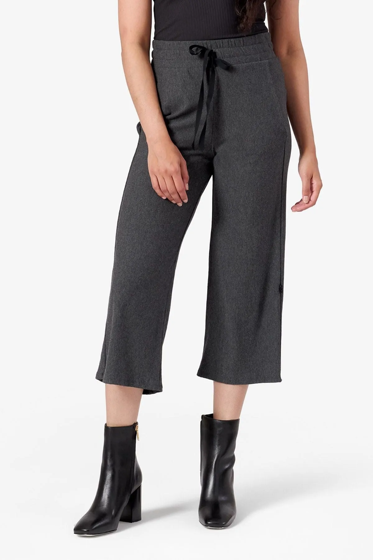 Freedom Wide Leg Crop in Dark Heather Grey