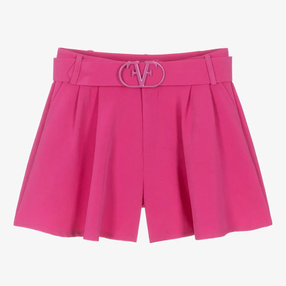 Girls Pink Crêpe Wide Leg Shorts