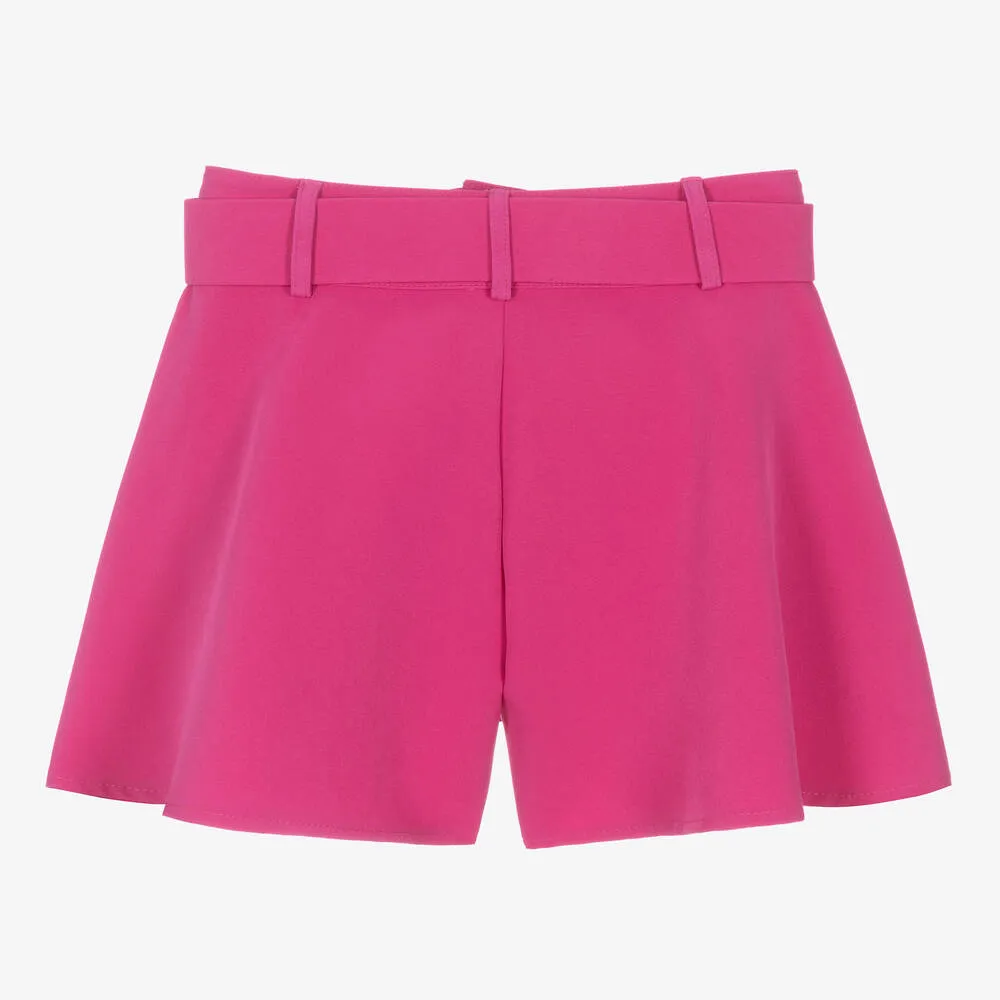 Girls Pink Crêpe Wide Leg Shorts