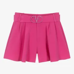 Girls Pink Crêpe Wide Leg Shorts