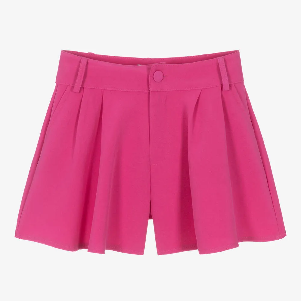 Girls Pink Crêpe Wide Leg Shorts