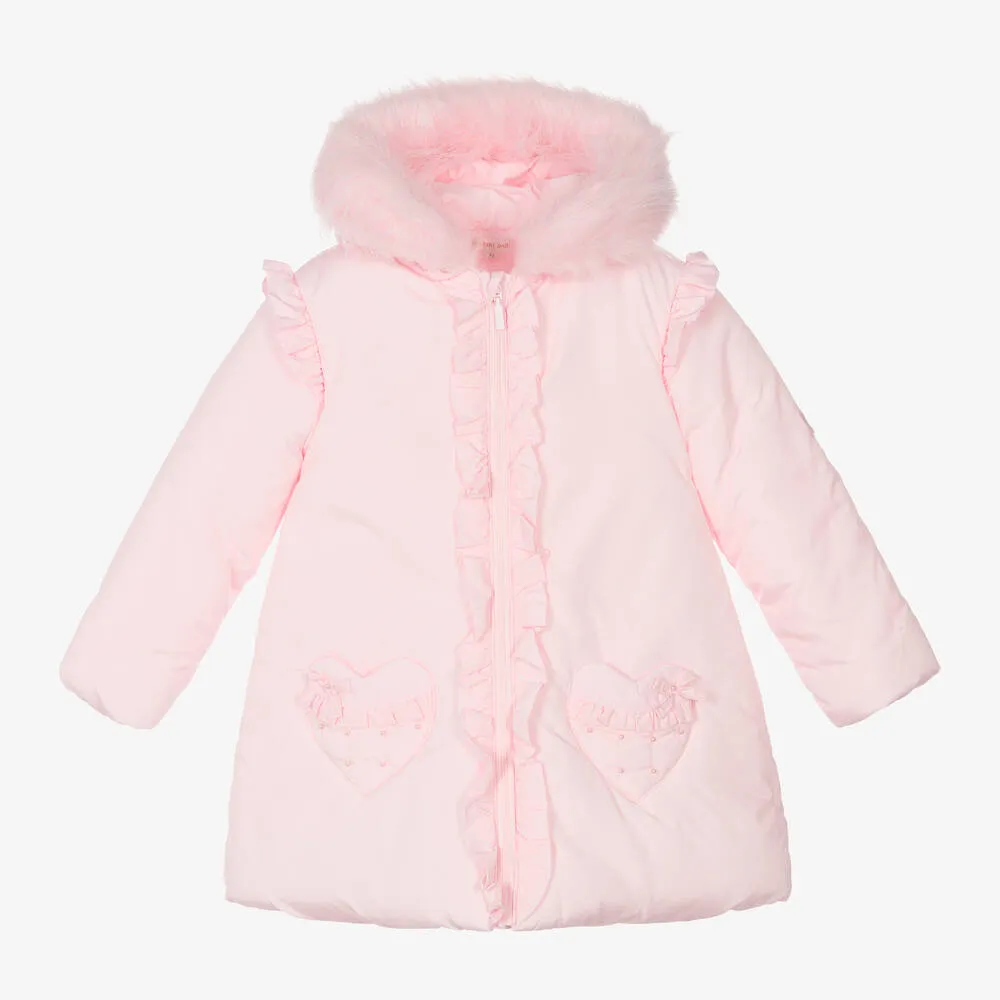 Girls Pink Padded Hooded Coat