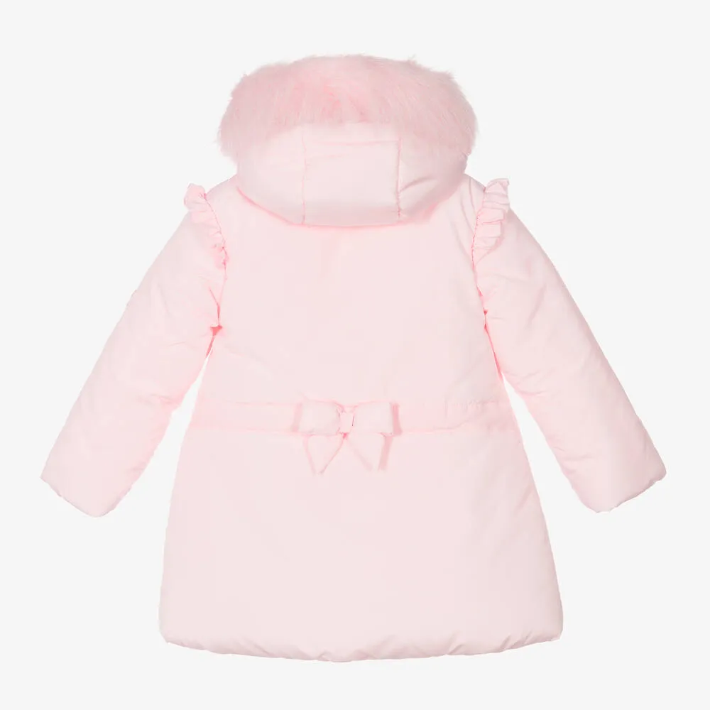 Girls Pink Padded Hooded Coat