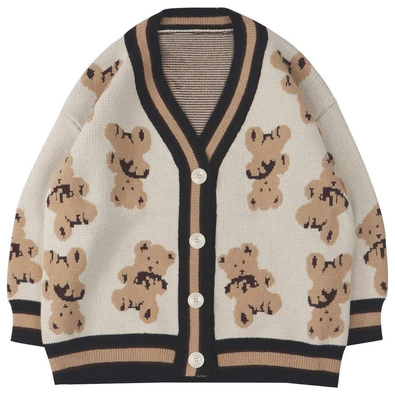 Harajuku Cartoon Bear Knit Cardigan