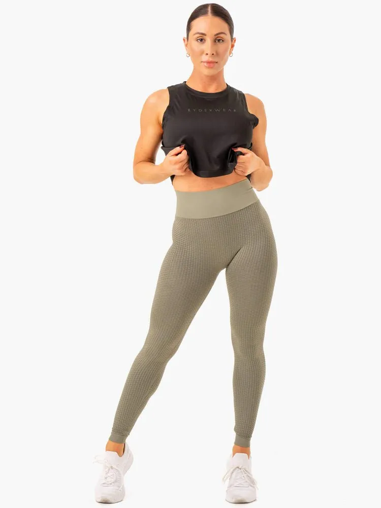 Honeycomb Scrunch Seamless Leggings – Khaki