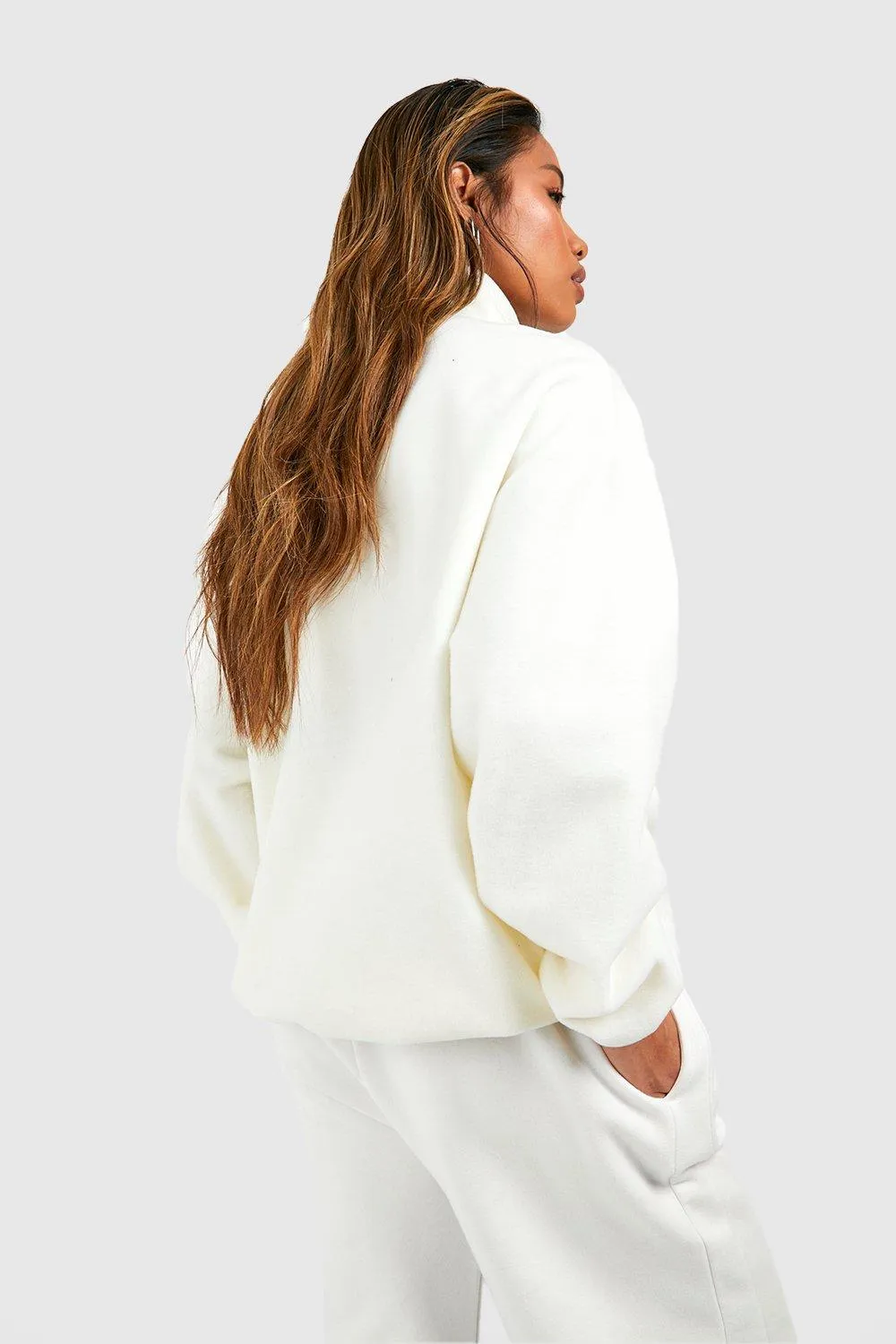 Hoodies & Sweatshirts | Polar Fleece Pocket Detail Half Zip Oversized Sweatshirt | boohoo