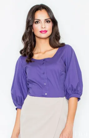 Indigo round neckline blouse